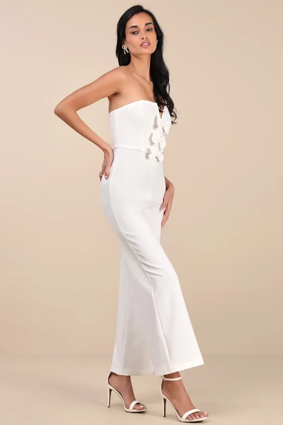 Opulent Outlook White Bow Strapless Wide-Leg Jumpsuit sold by Lulus product image thumbnail 4