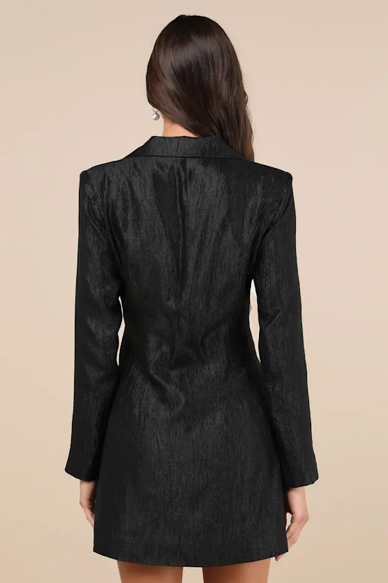 Formally Adorable Black Double Breasted Bow Blazer Mini Dress sold by Lulus product image thumbnail 2