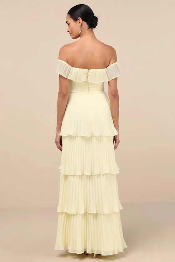 Always Remarkable Pale Yellow Off-the-Shoulder Maxi Dress sold by Lulus product image thumbnail 2