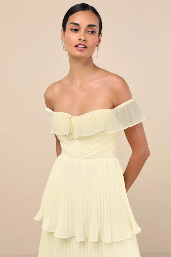 Always Remarkable Pale Yellow Off-the-Shoulder Maxi Dress sold by Lulus product image thumbnail 3