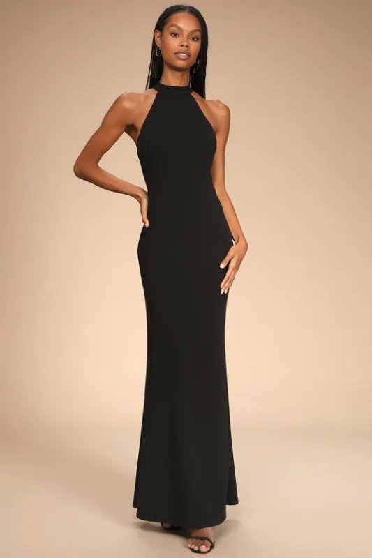 Like a Dream Black Halter Mermaid Maxi Dress sold by Lulus