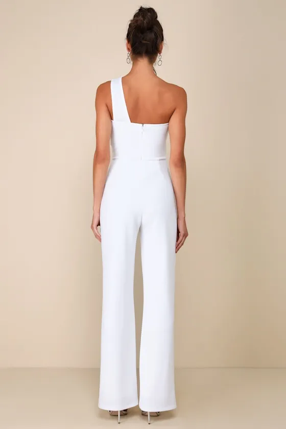 Devoted to Fun Ivory One-Shoulder Sleeveless Jumpsuit sold by Lulus product image thumbnail 2
