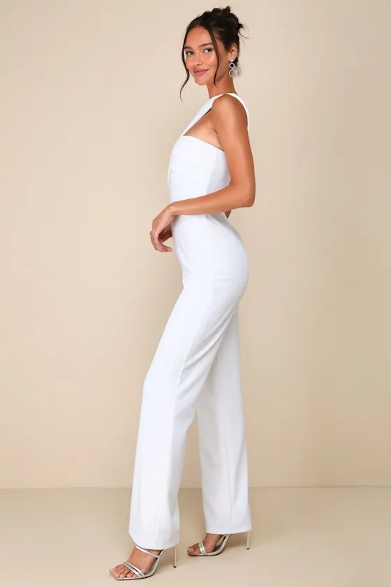 Devoted to Fun Ivory One-Shoulder Sleeveless Jumpsuit sold by Lulus product image thumbnail 3