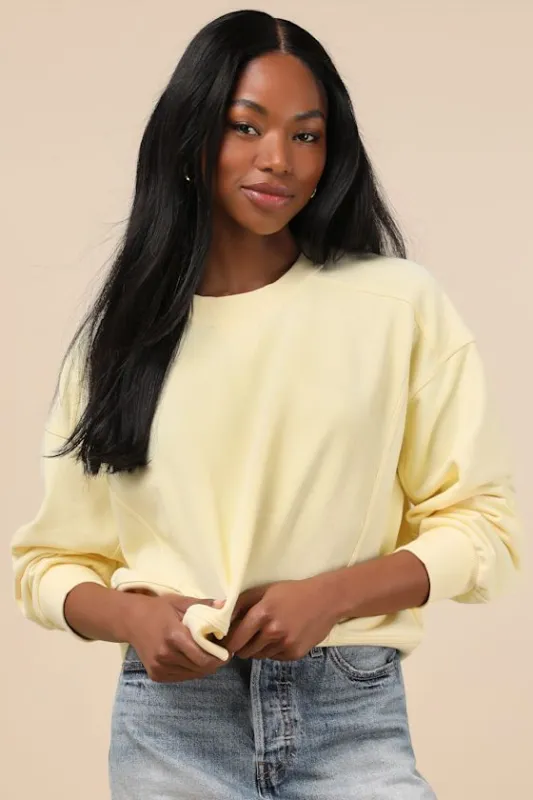 Darby Pale Yellow Pullover Sweatshirt sold by Lulus