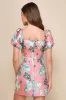 So Stunning Coral Pink Floral Jacquard Puff Sleeve Mini Dress sold by Lulus