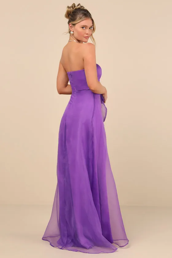 Exquisite Ease Purple Organza Strapless Ruffled Maxi Dress sold by Lulus product image thumbnail 2