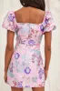 So Stunning Pink Multi Floral Jacquard Puff Sleeve Mini Dress sold by Lulus