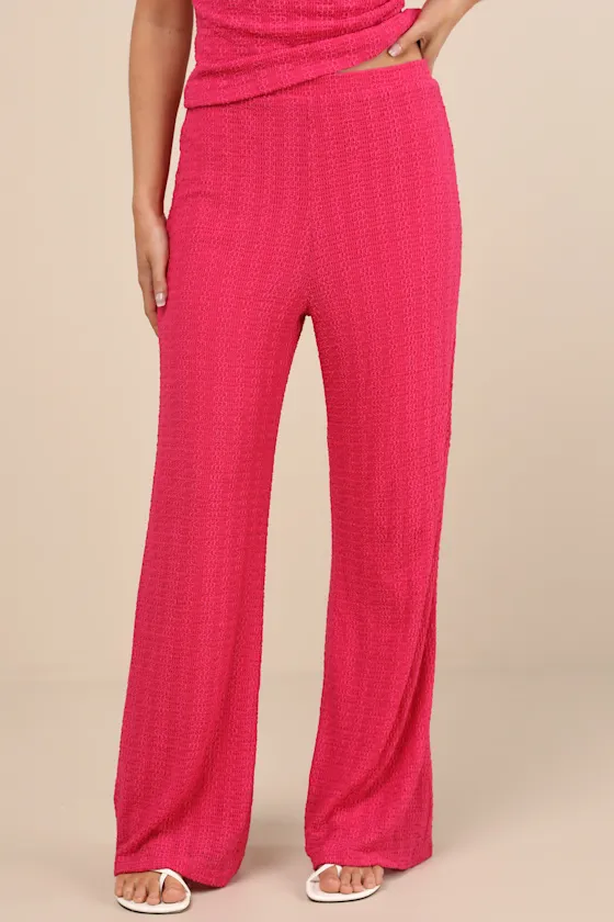 Cove Fuchsia Textured High-Rise Pants sold by Lulus product image thumbnail 2