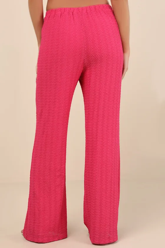 Cove Fuchsia Textured High-Rise Pants sold by Lulus product image thumbnail 3