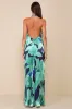 Prime Poise Green and Blue Abstract Satin Halter Maxi Dress sold by Lulus