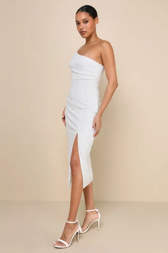 Elegant Allure White One-Shoulder Sleeveless Midi Dress sold by Lulus product image thumbnail 2