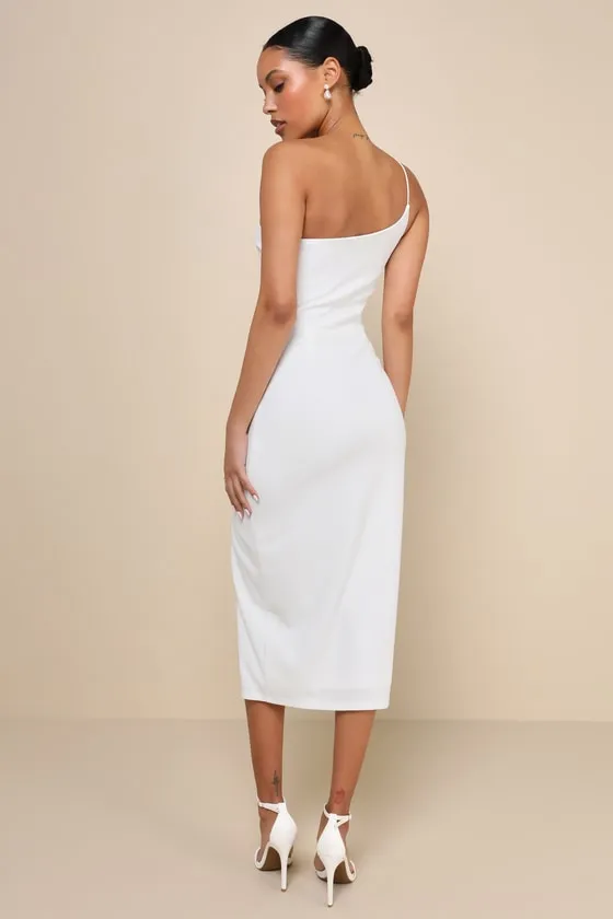 Elegant Allure White One-Shoulder Sleeveless Midi Dress sold by Lulus product image thumbnail 3