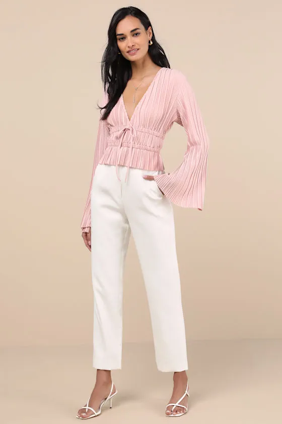 Staying Optimistic Light Pink Pleated Bell Sleeve Top sold by Lulus product image thumbnail 3