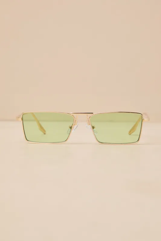 So Cool Green Small Rectangle Sunglasses sold by Lulus