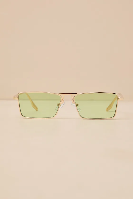 So Cool Green Small Rectangle Sunglasses sold by Lulus