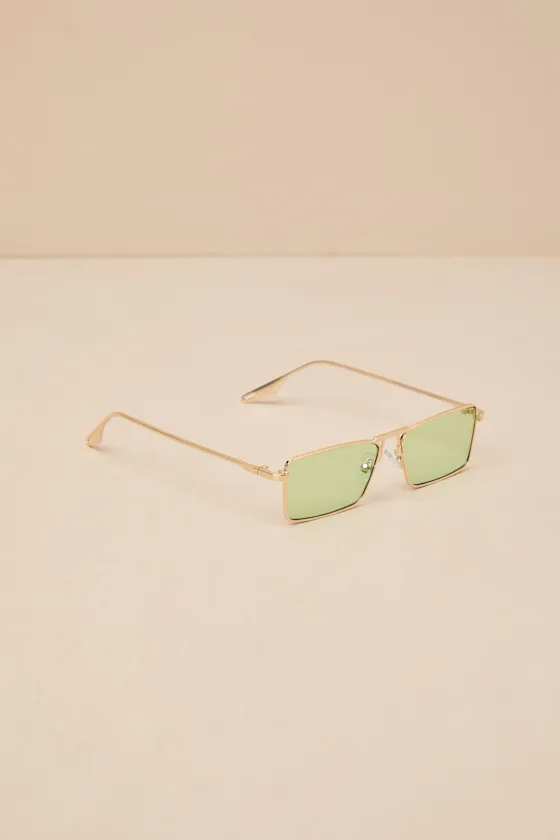 So Cool Green Small Rectangle Sunglasses sold by Lulus product image thumbnail 2