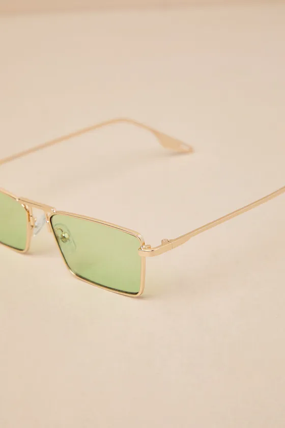 So Cool Green Small Rectangle Sunglasses sold by Lulus product image thumbnail 3
