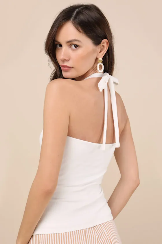 Ikuye Ivory Ruched Halter Top sold by Lulus product image thumbnail 2