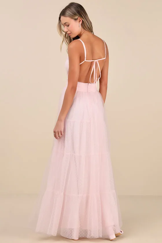 Liana Light Pink Swiss Dot Tulle Maxi Dress sold by Lulus product image thumbnail 2