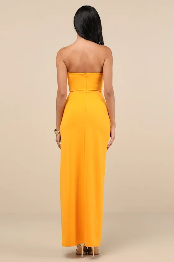 Malia Golden Yellow Ruched Strapless Maxi Dress sold by Lulus product image thumbnail 2