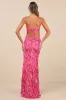 Shimmering Icon Hot Pink Sequin Lace-Up Strapless Maxi Dress sold by Lulus
