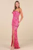 Shimmering Icon Hot Pink Sequin Lace-Up Strapless Maxi Dress sold by Lulus