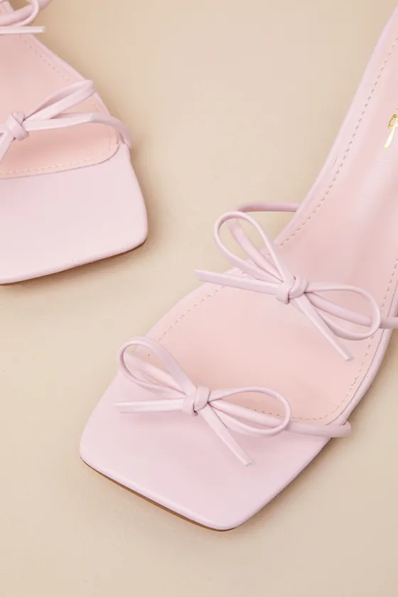 Serinda Pink Strappy Bow High Heel Slide Sandals sold by Lulus product image thumbnail 3