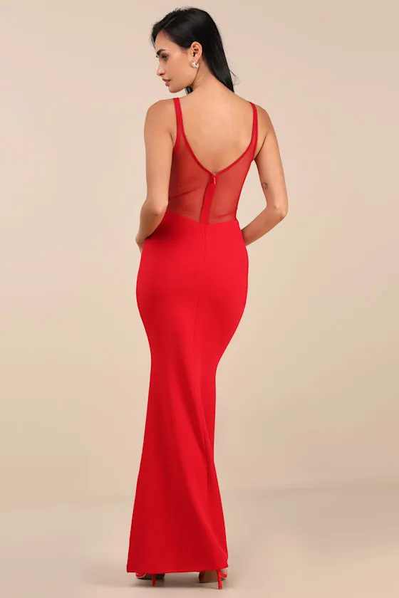 Fantine Red Mesh Sleeveless Mermaid Maxi Dress sold by Lulus product image thumbnail 2