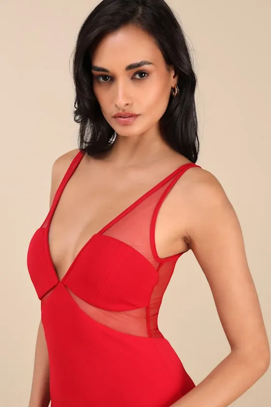 Fantine Red Mesh Sleeveless Mermaid Maxi Dress sold by Lulus product image thumbnail 4