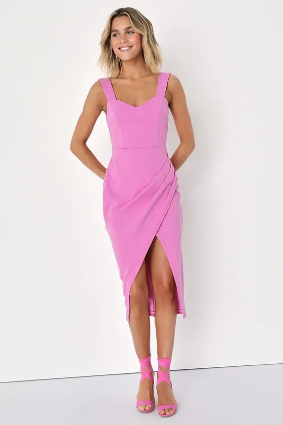 Always Beautiful Rose Pink Sleeveless Tulip Midi Dress sold by Lulus