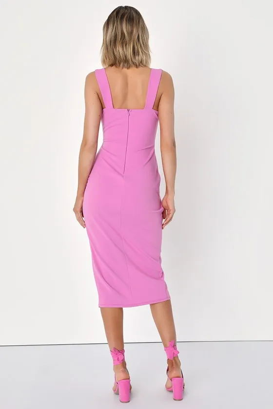 Always Beautiful Rose Pink Sleeveless Tulip Midi Dress sold by Lulus product image thumbnail 2