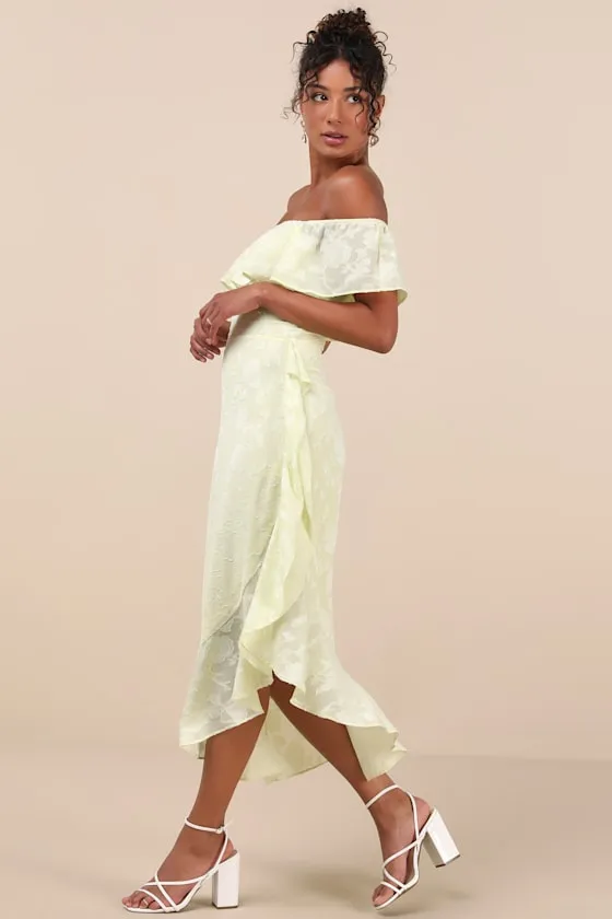 Pretty Perfect Yellow Burnout Floral Off-the-Shoulder Midi Dress sold by Lulus product image thumbnail 2