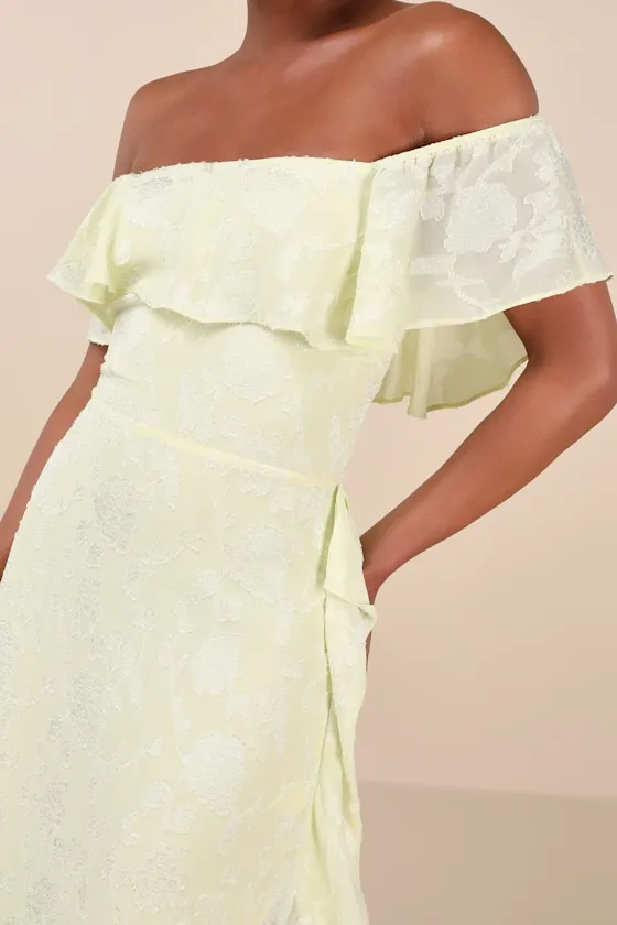 Pretty Perfect Yellow Burnout Floral Off-the-Shoulder Midi Dress sold by Lulus product image thumbnail 4