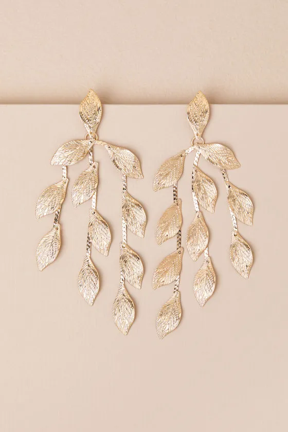 Folia Gold Leaf Statement Earrings sold by Lulus product image thumbnail 2