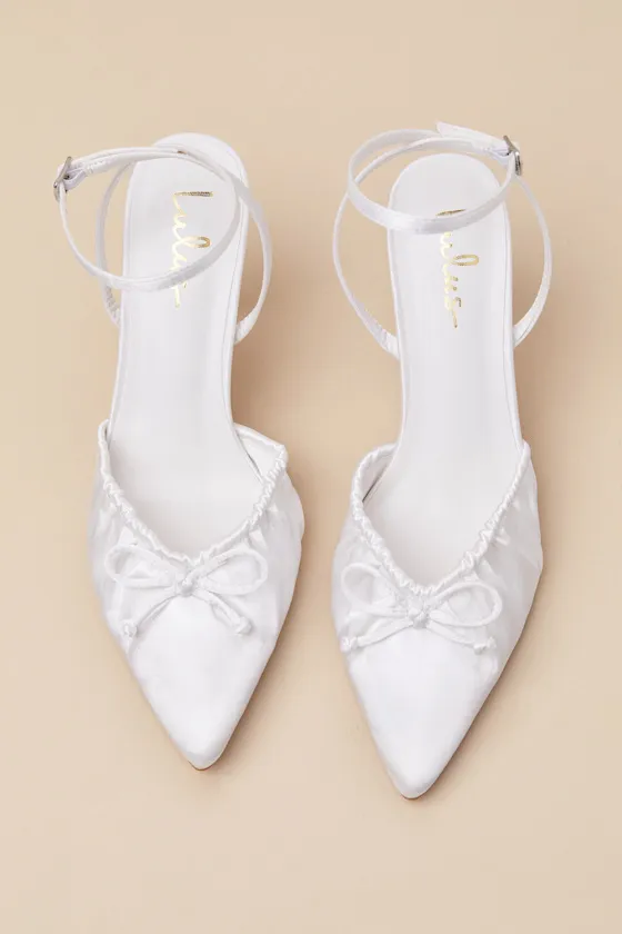 Issoria White Satin Bow Ankle Strap Pumps sold by Lulus product image thumbnail 2