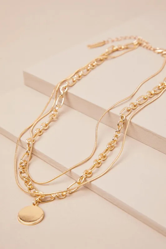 Alyra Gold Layered Coin Necklace sold by Lulus