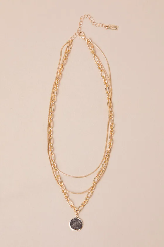 Alyra Gold Layered Coin Necklace sold by Lulus product image thumbnail 2