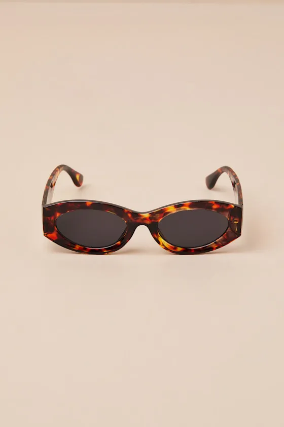 Senni Brown Tortoise Oval Sunglasses sold by Lulus