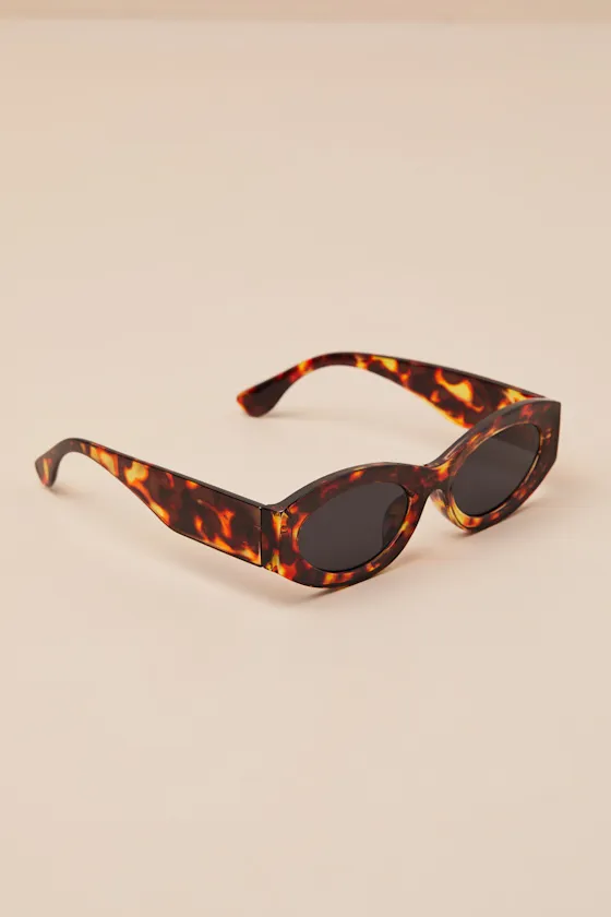 Senni Brown Tortoise Oval Sunglasses sold by Lulus product image thumbnail 2