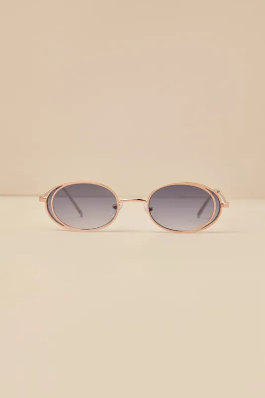 Pierce Rose Gold Oval Sunglasses sold by Lulus