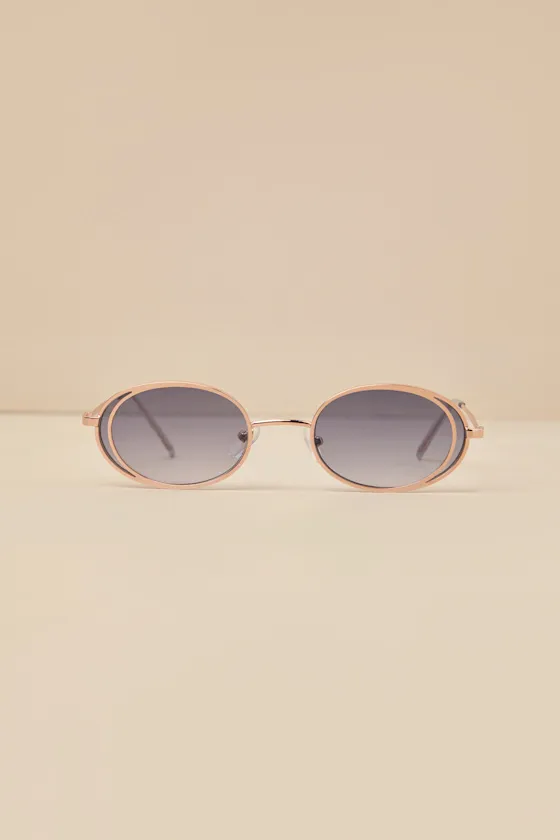 Pierce Rose Gold Oval Sunglasses sold by Lulus