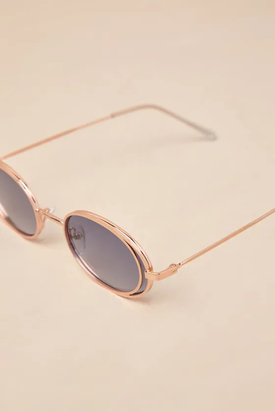 Pierce Rose Gold Oval Sunglasses sold by Lulus product image thumbnail 3
