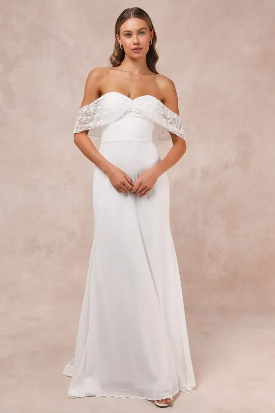 Beloved Beginning White Embroidered Off-the-Shoulder Maxi Dress sold by Lulus