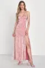 Forever Dreamy Pink Floral Organza Backless Maxi Dress sold by Lulus