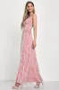 Forever Dreamy Pink Floral Organza Backless Maxi Dress sold by Lulus
