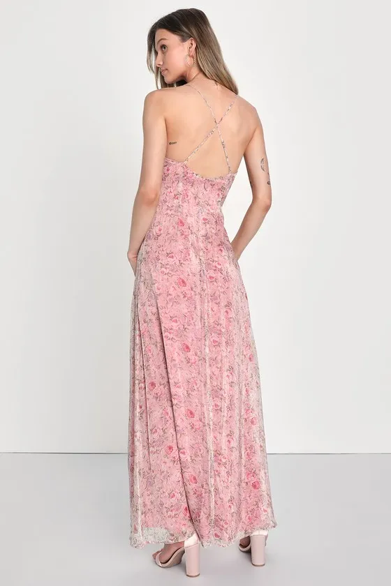 Forever Dreamy Pink Floral Organza Backless Maxi Dress sold by Lulus product image thumbnail 4