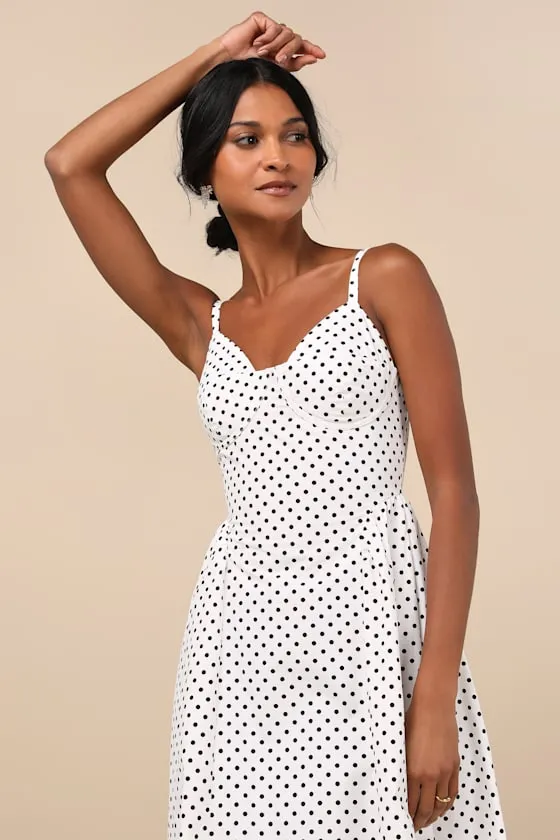Veris White Polka Dot Bustier Midi Dress sold by Lulus product image thumbnail 4