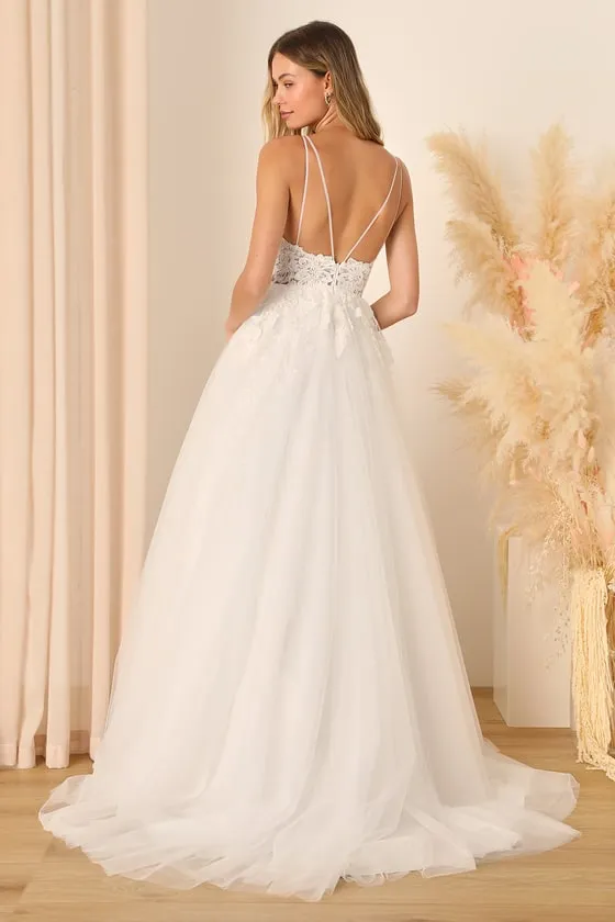 Height of Love White Embroidered Beaded Backless A-Line Gown sold by Lulus product image thumbnail 2