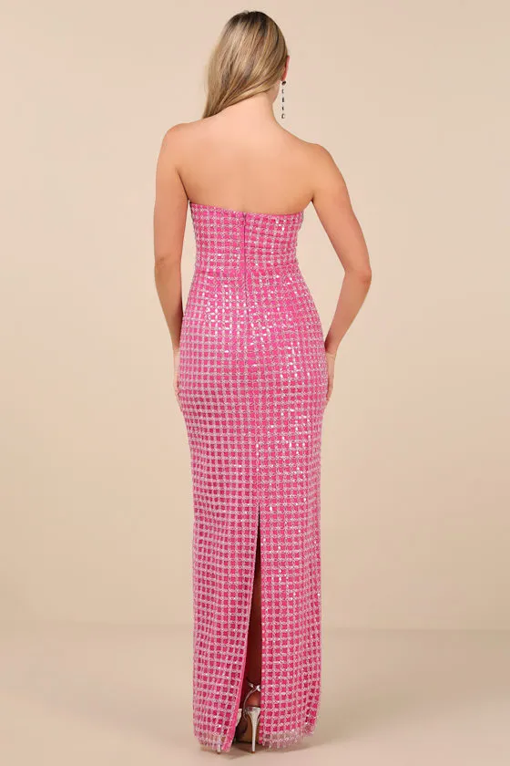 Perfectly Luxurious Pink Pearl Strapless Maxi Dress sold by Lulus product image thumbnail 2
