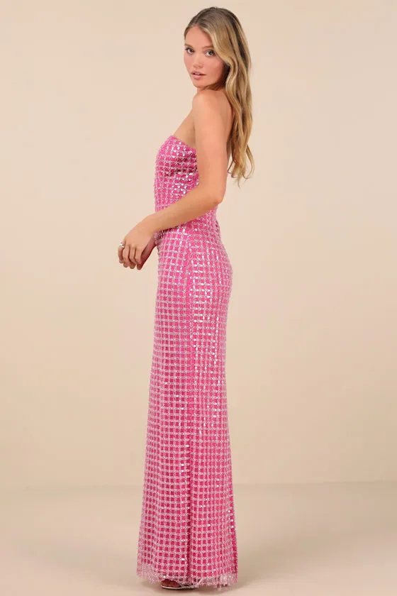 Perfectly Luxurious Pink Pearl Strapless Maxi Dress sold by Lulus product image thumbnail 3